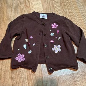 Hanna Andersson‎ brown embroidered cardigan 80
